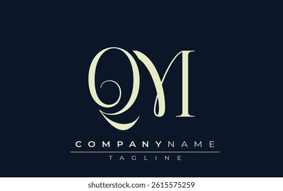 QM abstract Logo. Elegantly Designed Minimalist Monogram Logo with Stylish Lettering. Sophisticated and sleek minimalist monogram showcasing unique lettering design.