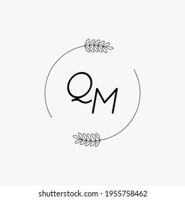 QM Beauty Vektor-Erstlogo, handgeschriebenes Logo der ersten Unterschrift
