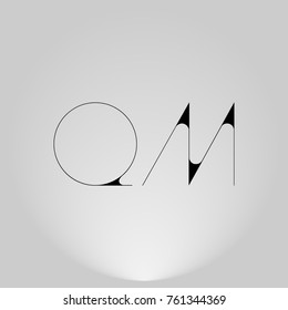QM Black thin minimalist LOGO Design with Highlight on Gray background.