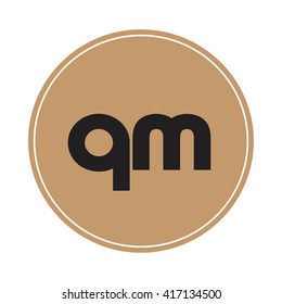 qm brown letters ,abstract background logo, design identity in circle, alphabet letter
