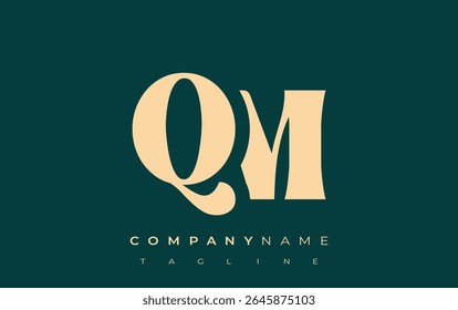 QM Creative Abstract Typography Logo Design. Elegant logo combining bold typography and creative shapes, ideal for branding and identity solutions.