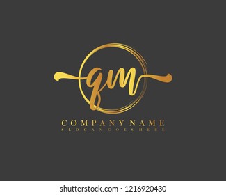 QM initial handwriting logo circle template vector