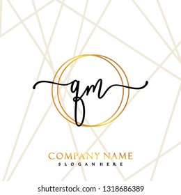 QM Initial Handwriting logo template vector