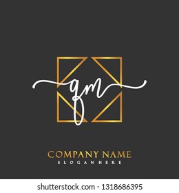 QM Initial Handwriting logo template vector