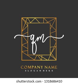 QM Initial Handwriting logo template vector