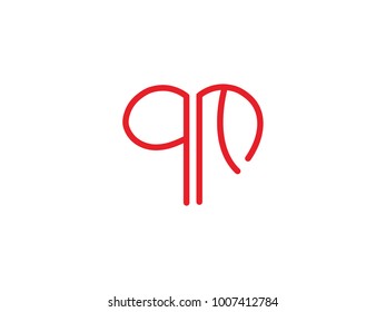QM initial heart shape red colored logo