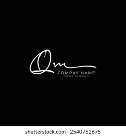 QM initial letter handwriting signature style monogram logo design template