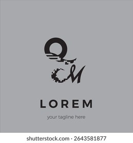 Letra Inicial QM Logotipo Simples Atrativo