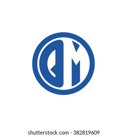 QM initial letters circle business logo blue