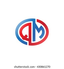 QM initial letters looping linked ellipse logo red blue