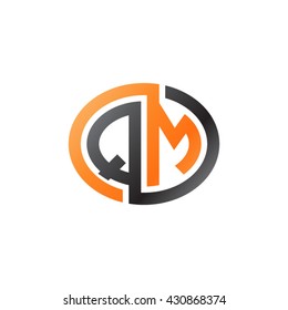 QM initial letters looping linked ellipse logo orange black