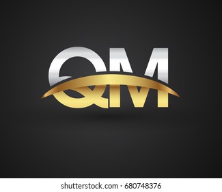 QM initial logo company name colored gold and silver swoosh design. vector logo for business and company identity.
