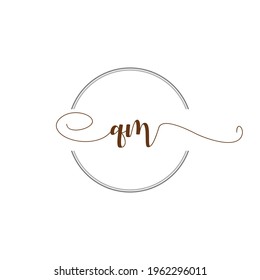 QM Initial Logo Handwriting template letter illustration
