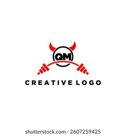 QM initial monogram for fitnes or gym logo with devil style design