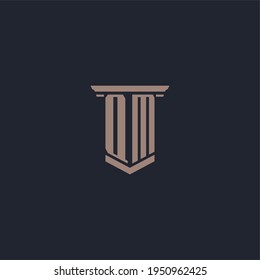 QM initial monogram logo with pillar style design