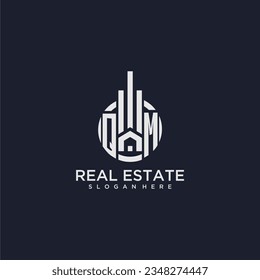 QM initial monogram logo for real estate with creative circle design vector