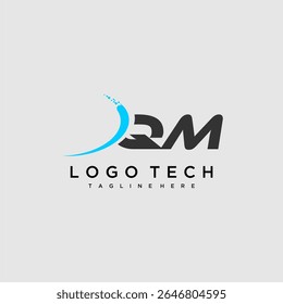 QM initial monogram for technology logo design