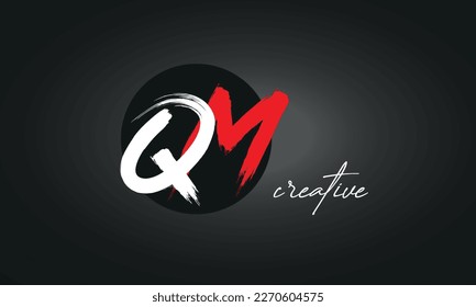 QM Letters Brush Paint Logo icon, Elegant Vector Design