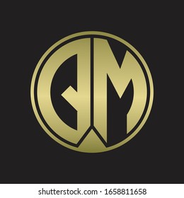 QM-Logo-Monogrammkreis mit Farbband-Stück-Stil auf Golden