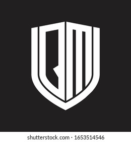 QM Logo monogram with emblem shield design isolated on black background