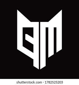QM Logo monogram with fox head shape design template