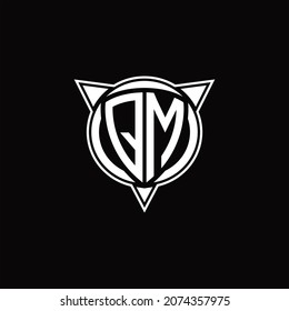 QM-Logo-Monogramm einzeln auf Kreisform und drei Pfeildesign-Vorlage