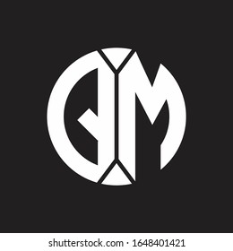 QM Logo monogram with piece circle ribbon style