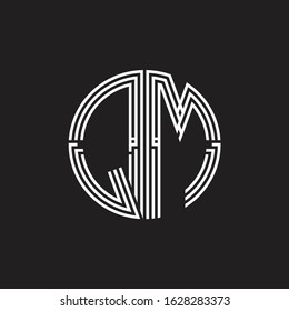 QM Logo monogram triple ribbon style line design template isolated on black background