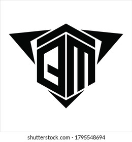 QM Logo monogram with wings arrow around design template on white background