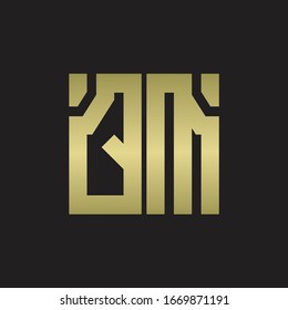 Logotipo QM con una plantilla de diseño de forma sencilla con colores dorados