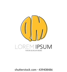 QM Logo. Vector Graphic Sphere Branding Letter Element. White Background