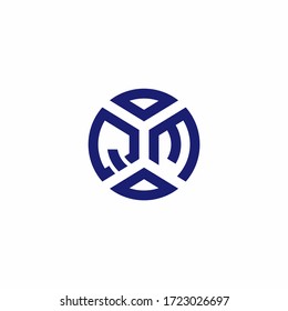 QM monogram logo with abstract shapes in modern style design template