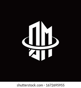 QM monogram logo in a hexagon style and surrounded by a ring