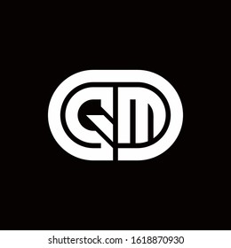 QM monogram logo with an oval style on a black background