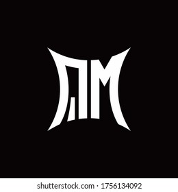 QM monogram logo with sharped shape design template isolated on black background