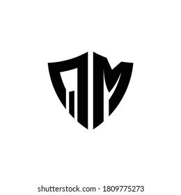 QM monogram logo with shield shape design template isolated on white background