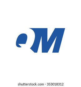 QM negative space letter logo blue