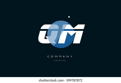 qm q m  blue circle dot big font alphabet company letter logo white design vector icon template 