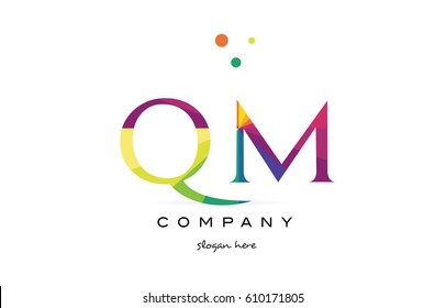 qm q m  creative rainbow colors colored alphabet company letter logo design vector icon template
