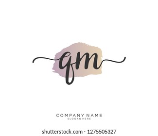 QM Q M Initial handwriting logo template