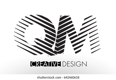 QM Q M Lines Letter Design with Creative Elegant Zebra Vector Illustration.