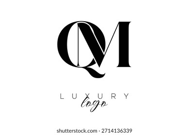 QM Serif Letter Monogram Typography Logo for Elegant Premium Branding Identity
