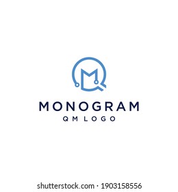 QM technology logo vector with combination circle shape and blue color