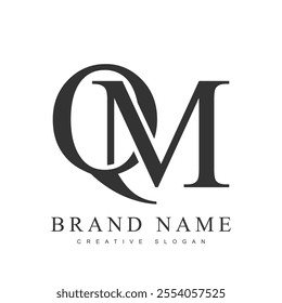 QM trendy logotype template. Initial letter q and m classic font style. Creative logo for company name or identity. Vector illustration.
