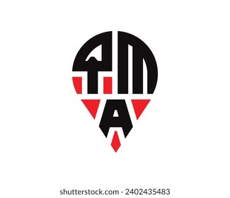 QMA letter location shape logo design