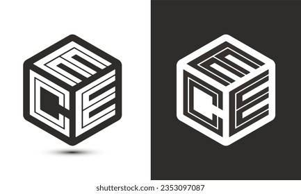 Diseño del logotipo de letra QMC con el logotipo del cubo ilustrador, logotipo vectorial estilo moderno de superposición de tipos de letra del alfabeto. Icono del logotipo de Premium Business. Color blanco sobre fondo negro