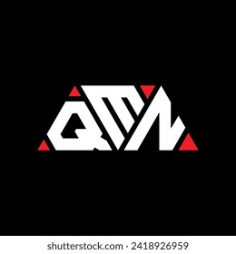 QMN triangle letter logo design with triangle shape. QMN triangle logo design monogram. QMN triangle vector logo template with red color. QMN triangular logo Simple, Elegant, and Luxurious design.