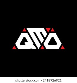 Diseño del logotipo de la letra del triángulo QMO con forma de triángulo. Monograma de diseño del logotipo del triángulo QMO. Plantilla de logotipo del vector del triángulo QMO con color rojo. Logo triangular QMO Diseño sencillo, elegante y lujoso.