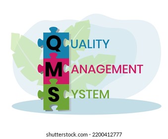 QMS - Quality Management System acronym. Business concept background. Vector illustration with keywords and icons. lettering illustration with icons for banner, flyer, landing page