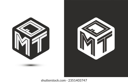 QMT letter logo design with illustrator cube logo, vector logo modern alphabet font overlap style. Premium Business logo icon. White color on black background